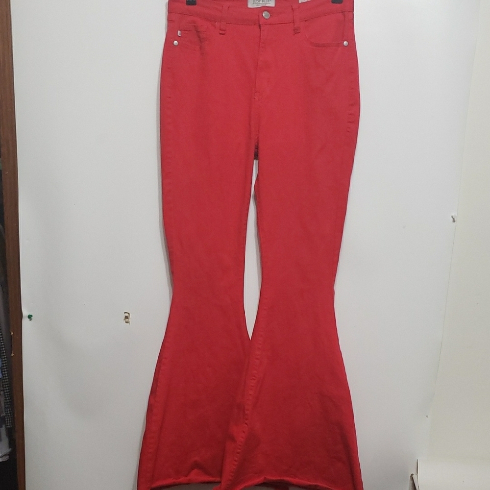 Judy Blue Red Super Flare Leg Stretchy Jeans